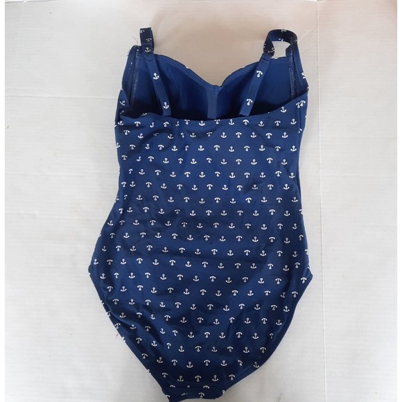 Niptuck Swim Womens One Piece Swimsuit Blue White Anchors Nautical Retro Size 6 - Picture 4 of 11